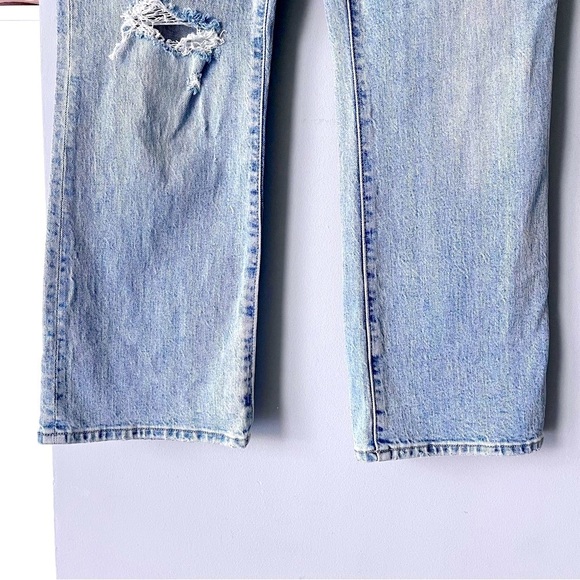 PISTOLA High Rise Straight Leg Crop Distressed Light Wash Zip Fly Jeans 28” Blue - Picture 5 of 10